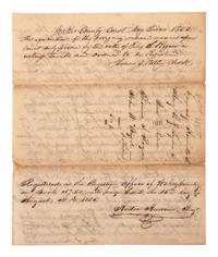 [SLAVERY & ABOLITION]. Manuscript legal document related to claims on the enslaved infant "Elizabeth," child of the enslaved woman "Amanda." Wake County, NC, 1854.