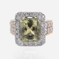 An 18K Gold, Diaspore, and Diamond Ring