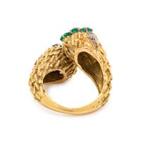 YELLOW GOLD, SAPPHIRE, EMERALD AND DIAMOND RING