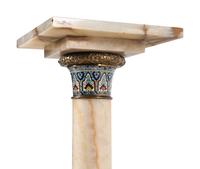 A Continental Onyx and Champlevé Pedestal