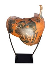 An Attic Terracotta Amphora Fragment depicting Herakles' Banquet