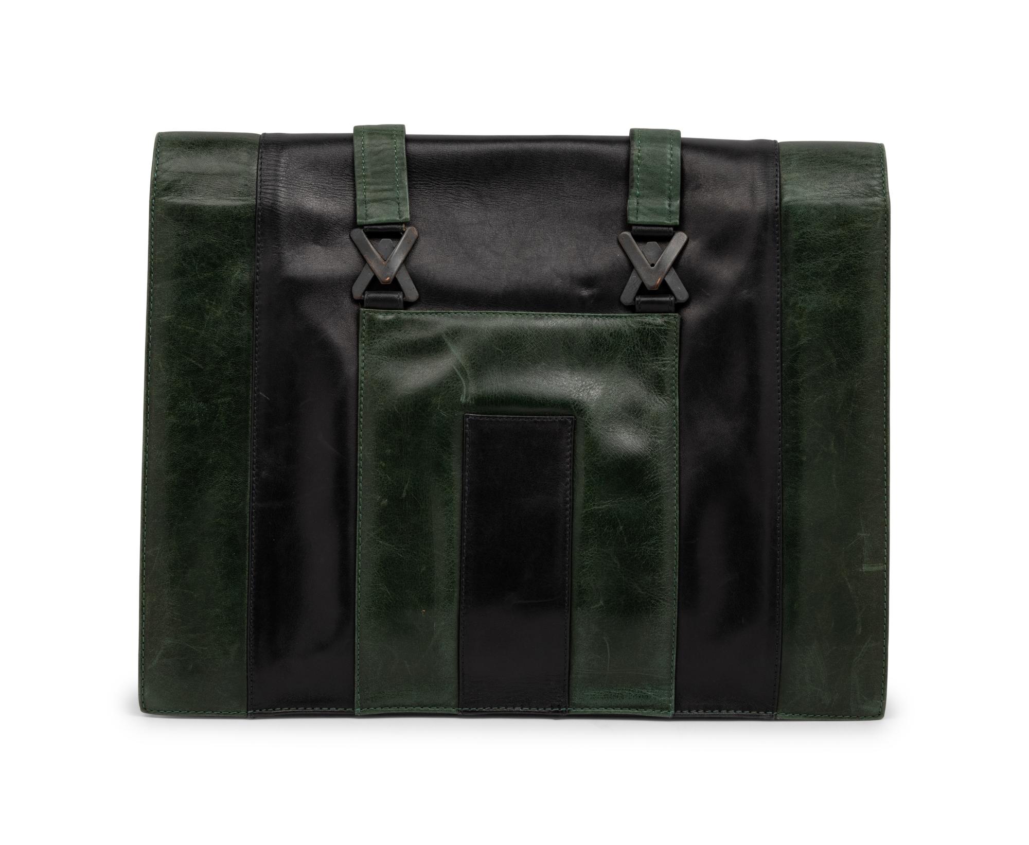 Issey Miyake Linen Shoulder Bag and Gianni Versace Bicolor Clutch, 1980s