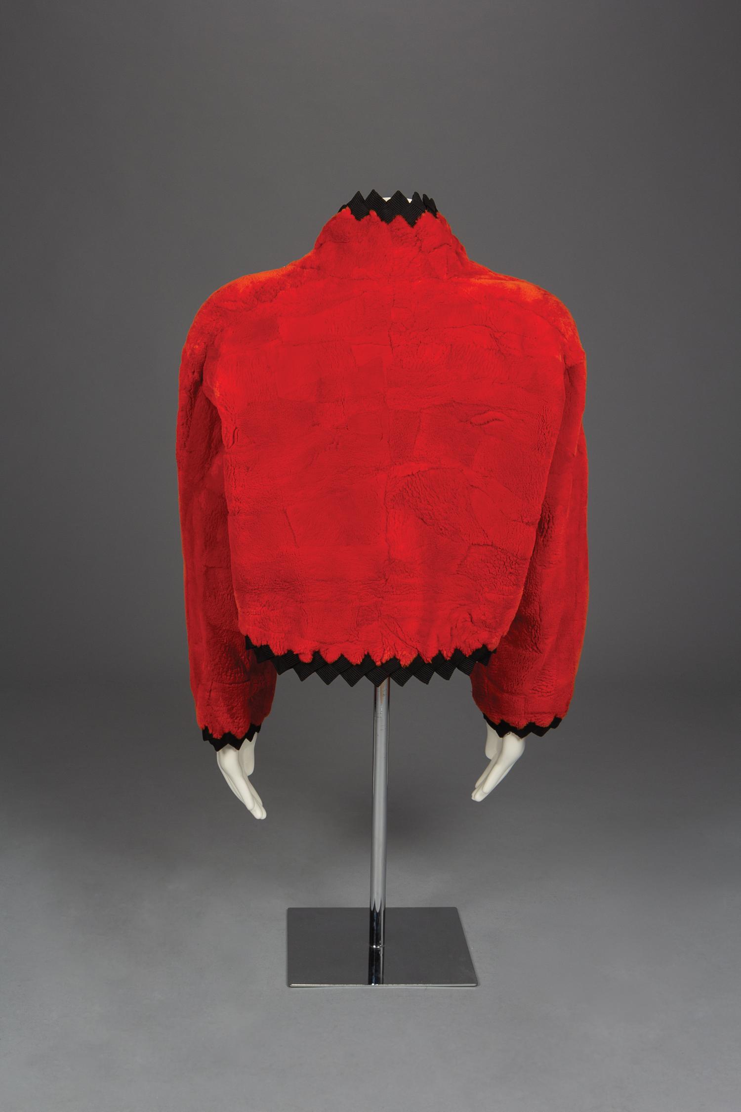 Geoffrey Beene Shirred Vermillion Beaver, Bolero, Fall 1989