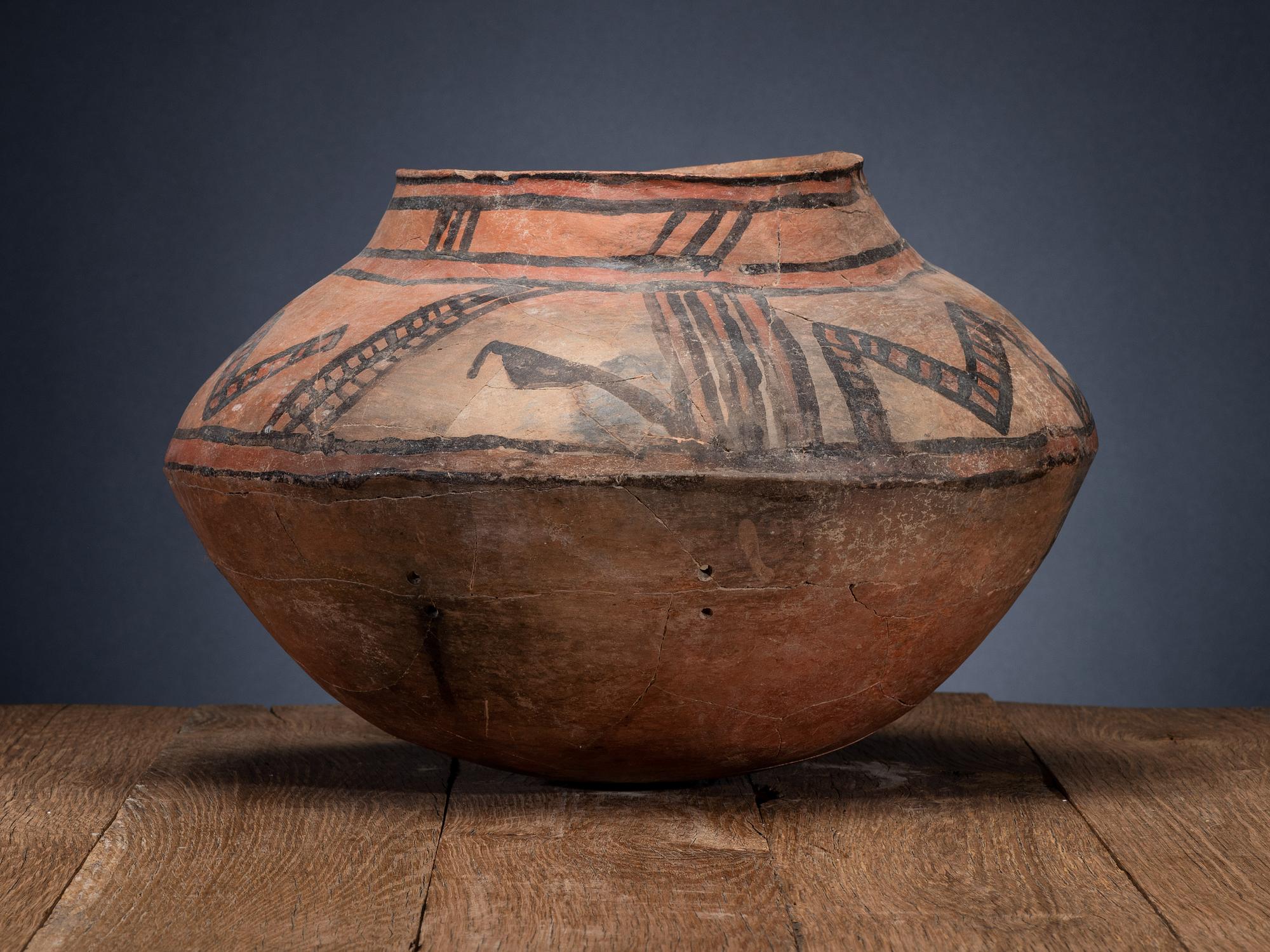 San Lazaro Pueblo Polychrome Pottery Olla