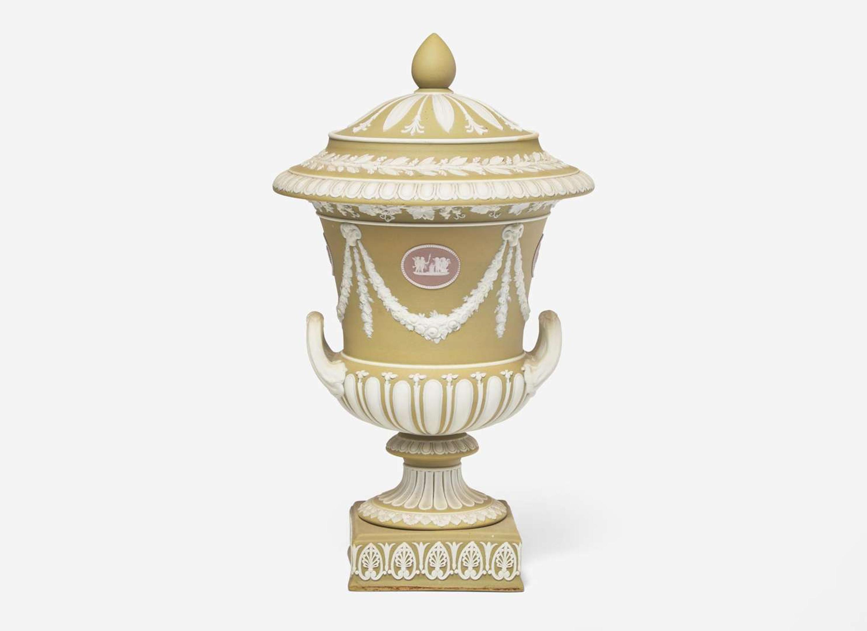 A Wedgwood Tricolor Jasperware Vase and Cover, UK, circa 1910