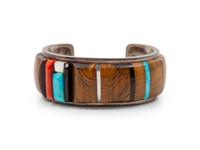 Silver and Multi-Stone Inlay Cuff Bracelet