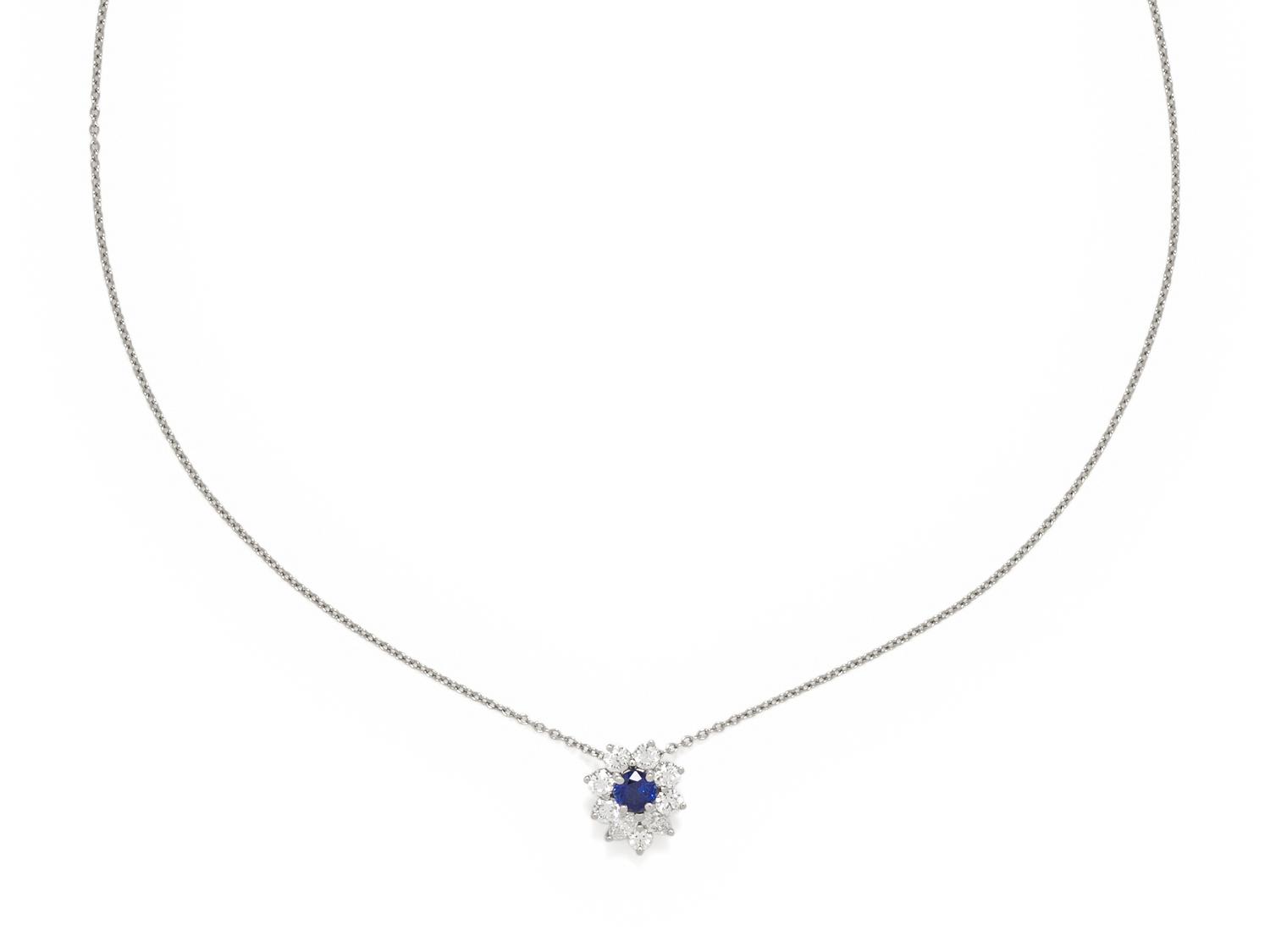 TIFFANY & CO., SAPPHIRE AND DIAMOND PENDANT/NECKLACE