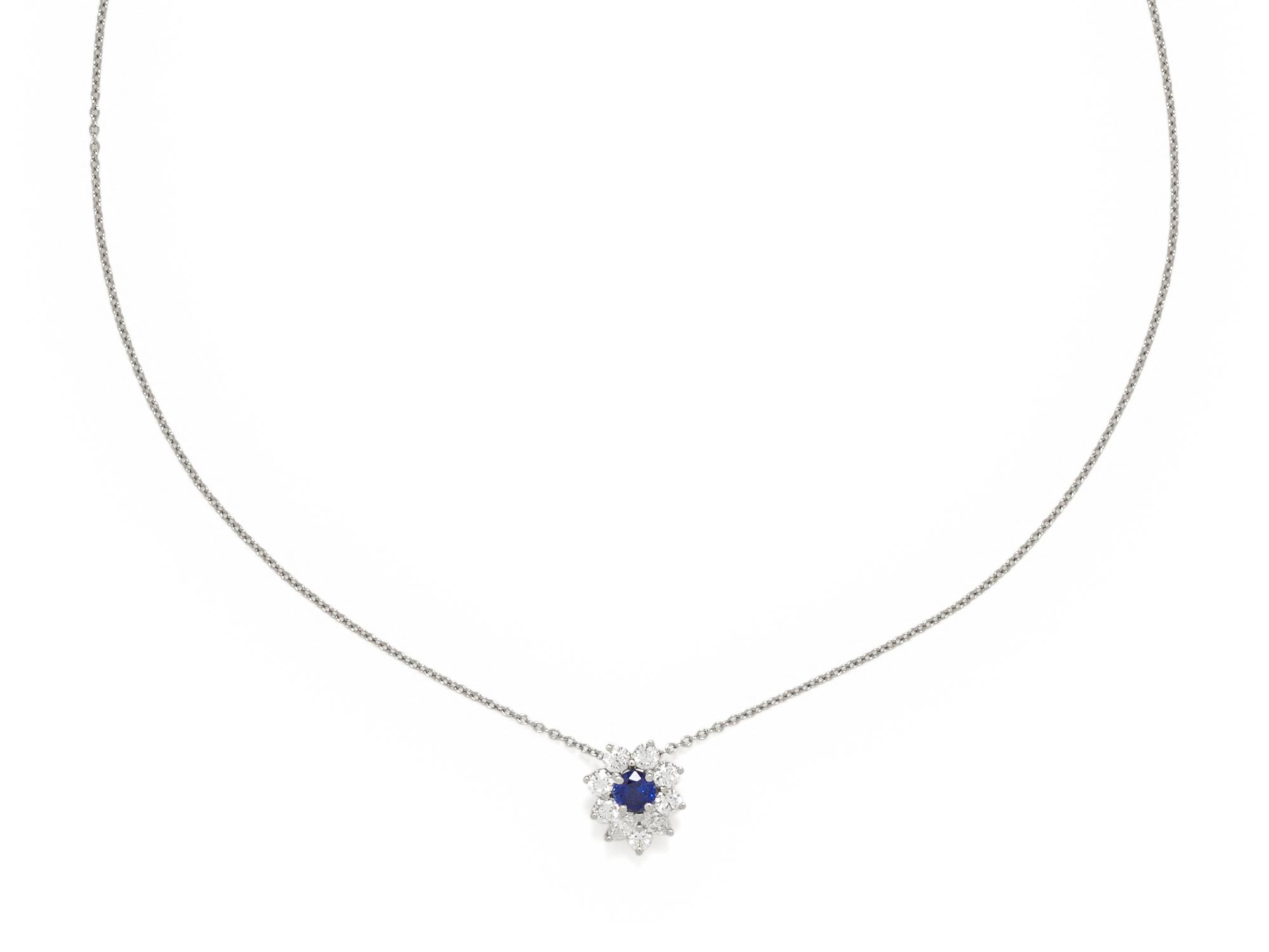 TIFFANY & CO., SAPPHIRE AND DIAMOND PENDANT/NECKLACE
