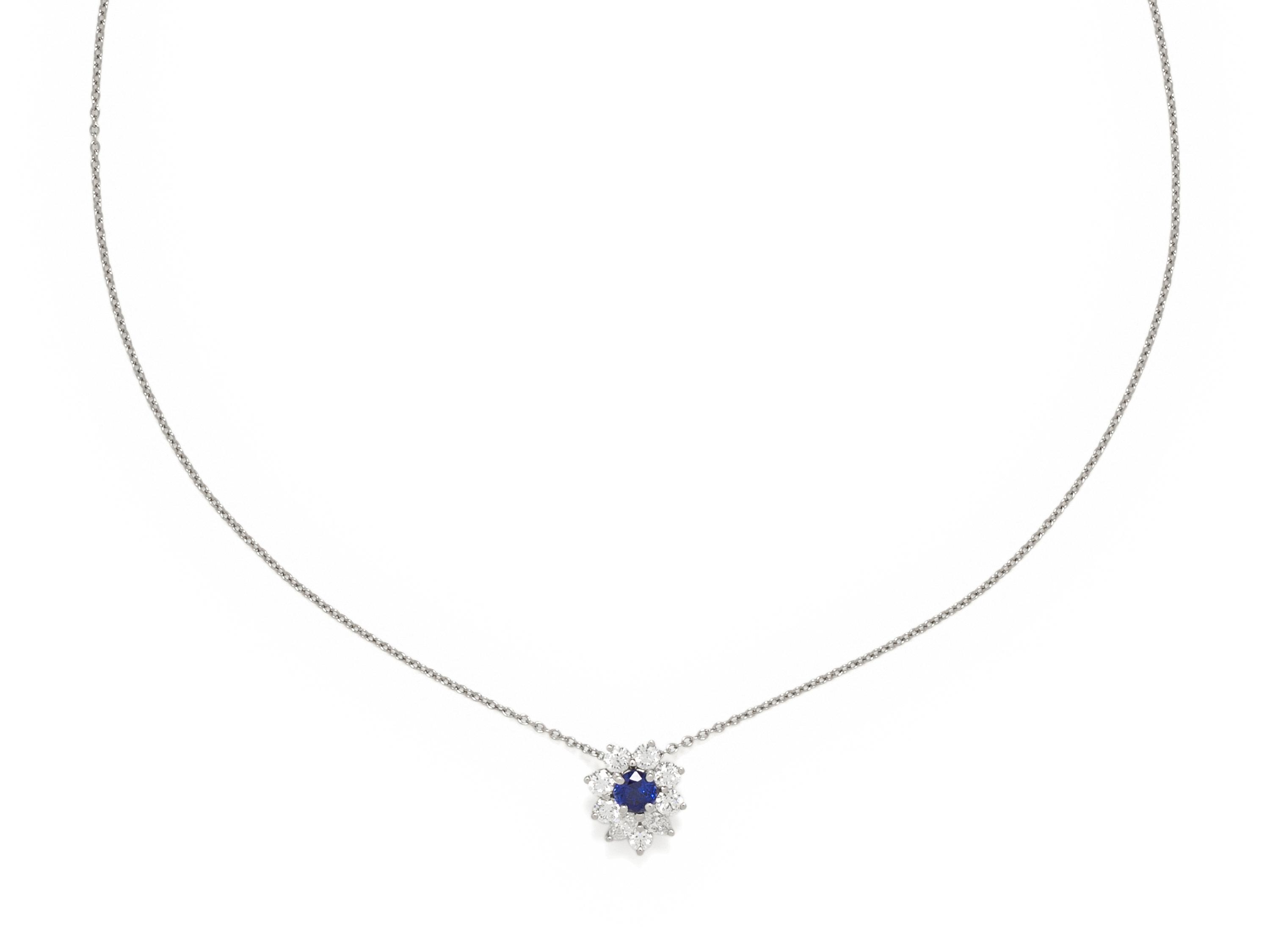 TIFFANY & CO., SAPPHIRE AND DIAMOND PENDANT/NECKLACE