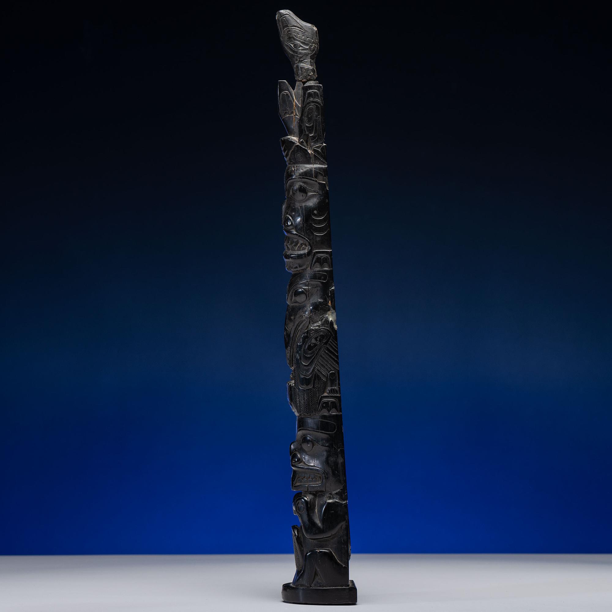 Haida Carved Argillite Model Totem Pole