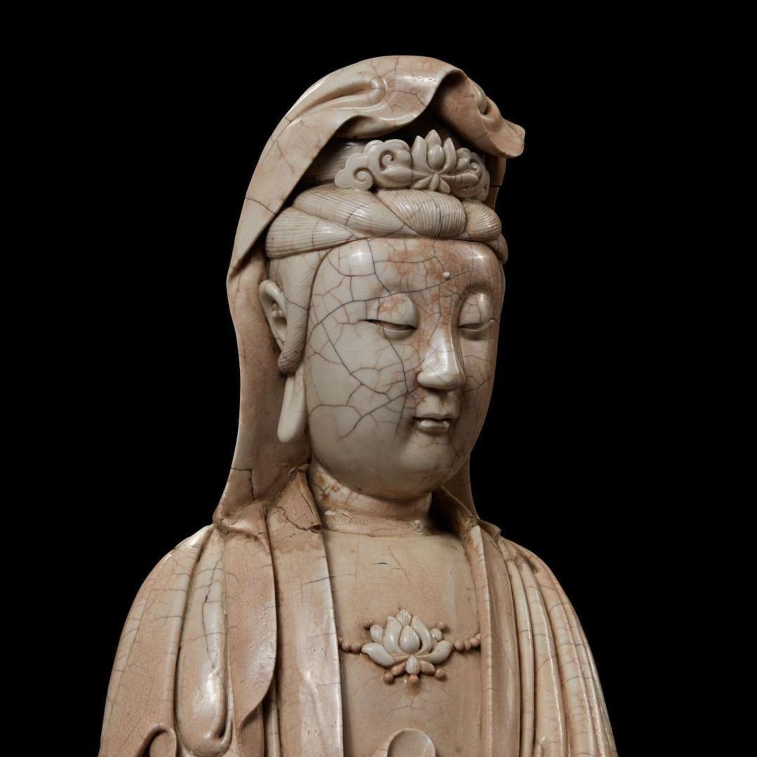 An exceptionally large Dehua blanc de Chine figure of Guanyin 德化窑观音像 Qing dynasty or earlier ????