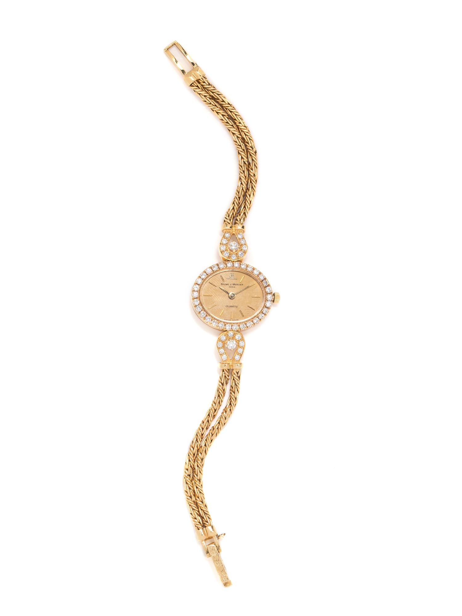 An 18 Karat Yellow Gold and Diamond Wristwatch, Baume & Mercier,