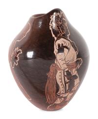 Sgraffito Black and Sienna Jar