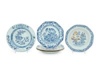 A Group of Six Chinese Export Blue and White Porcelain Plates