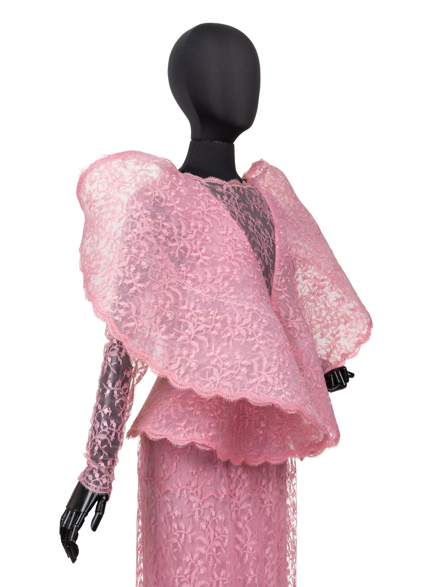 Pierre Cardin Haute Couture Wired Collar Lace Dress, 1987