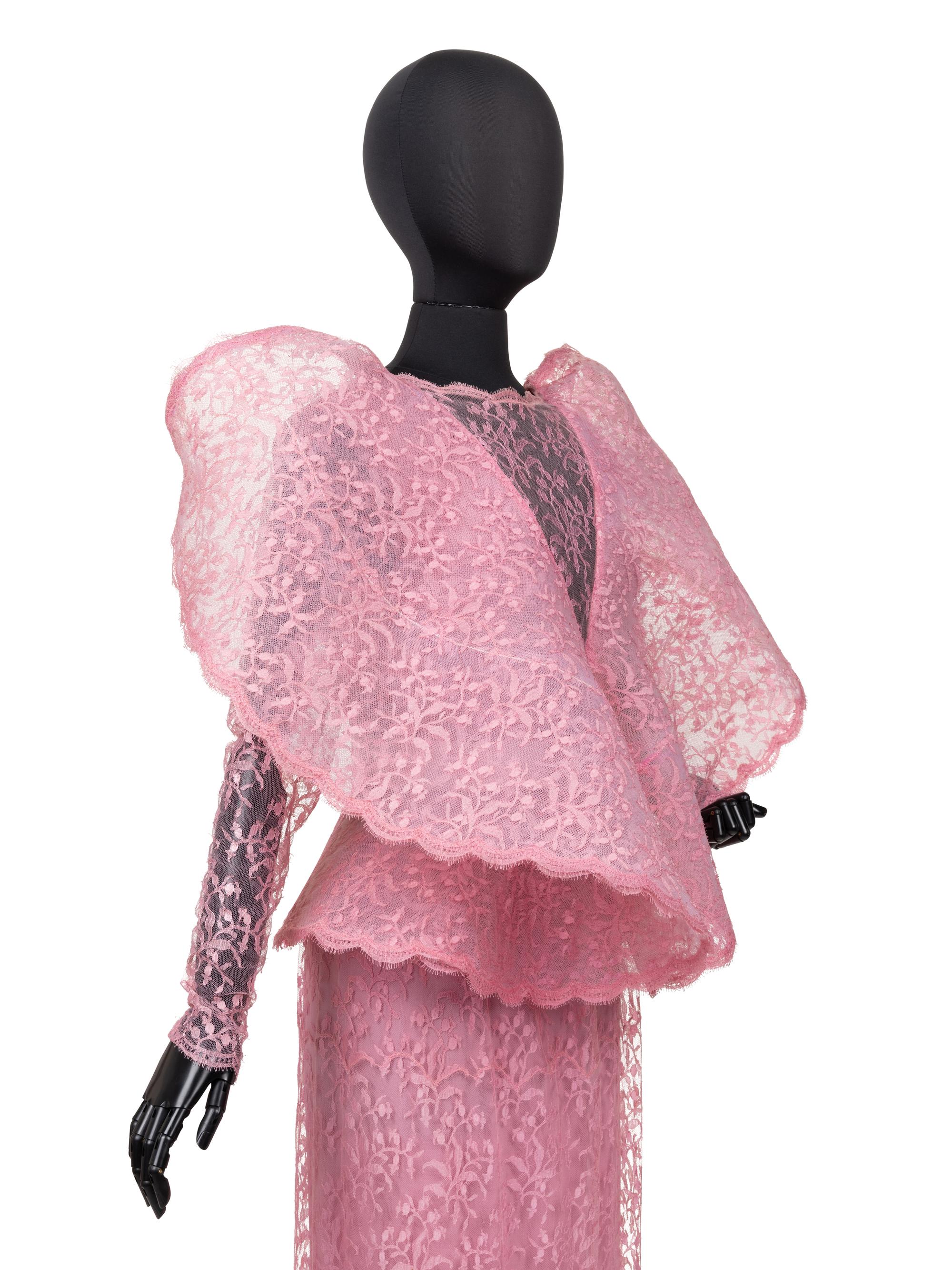 Pierre Cardin Haute Couture Wired Collar Lace Dress, 1987