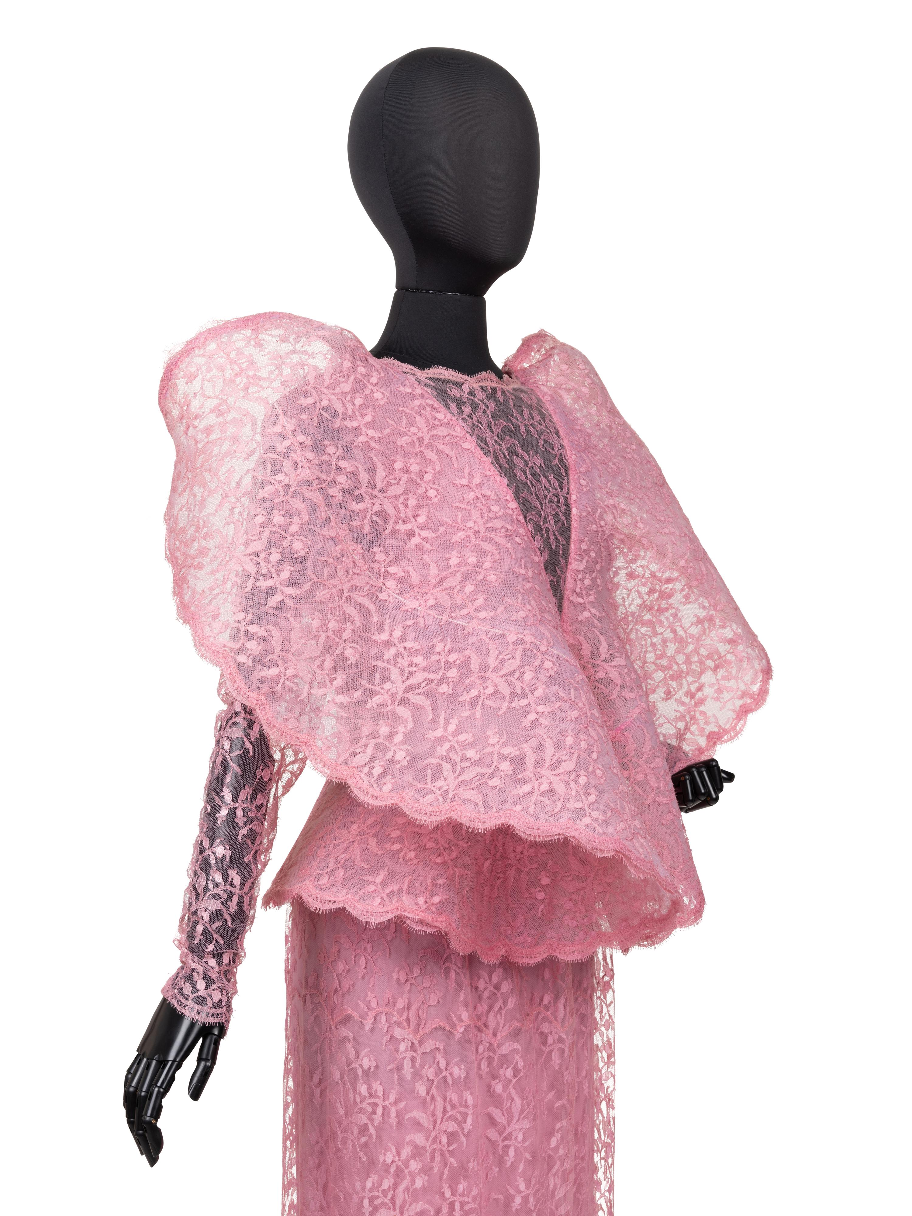 Pierre Cardin Haute Couture Wired Collar Lace Dress, 1987