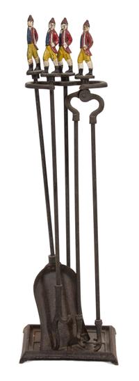 A Pair of Georgian Style Prussian Soldier Painted Andirons Height 19 x width 11 x depth 19 inches. — 19TH CENTURY