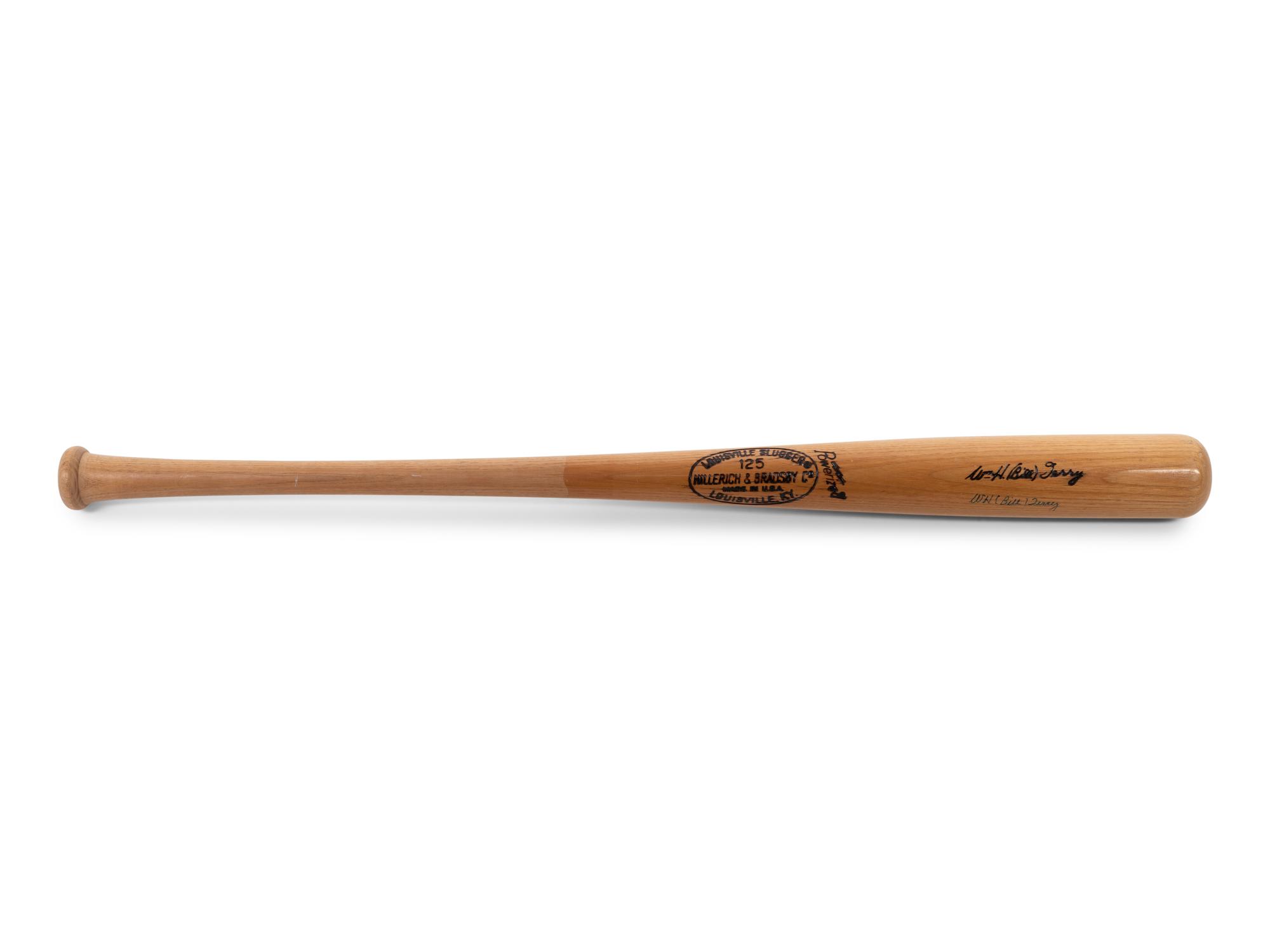 A William H. Bill Terry Signed Autograph Louisville Slugger Game Model Bat (BAS Beckett Authentication Services Certified),