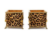 A Pair of Neoclassical Style Gilt Metal and Faux Leopard Cache Pots — 20TH CENTURY