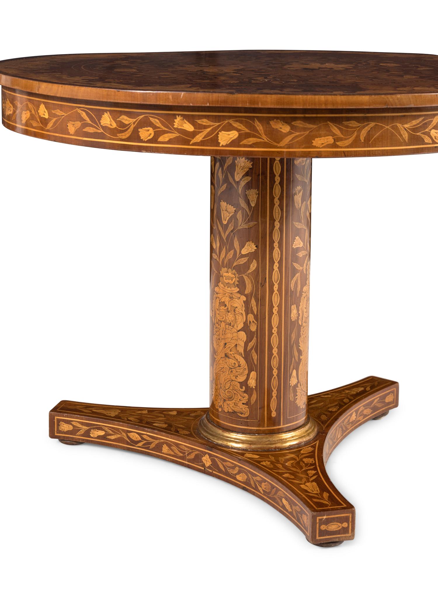 A Dutch Mahogany and Marquetry Center Table