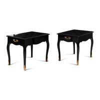 A Pair of Louis XV Style Black Painted and Gilt Bronze Mounted Side Tables