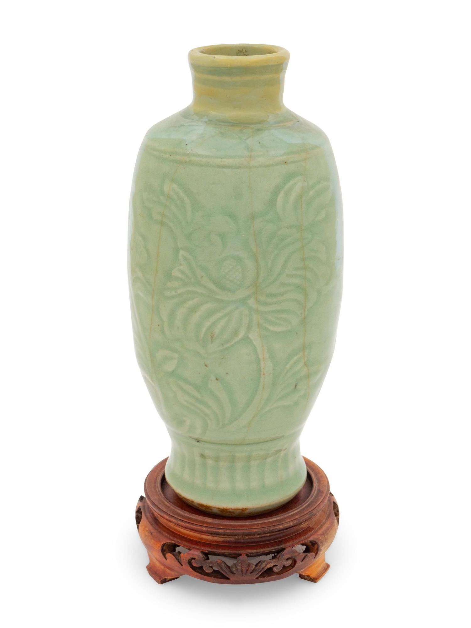 A Longquan Celadon Glazed Incised Vase