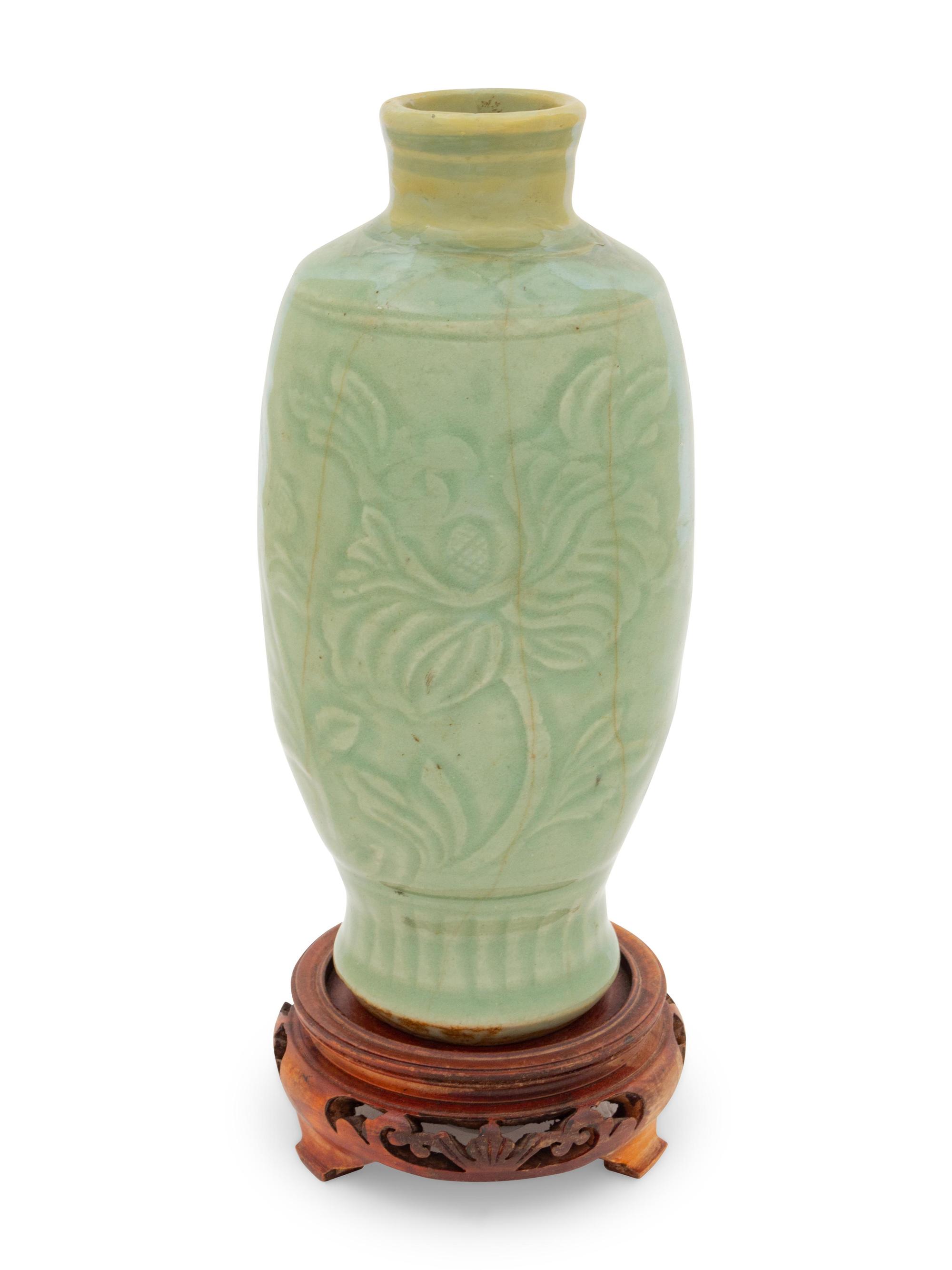 A Longquan Celadon Glazed Incised Vase