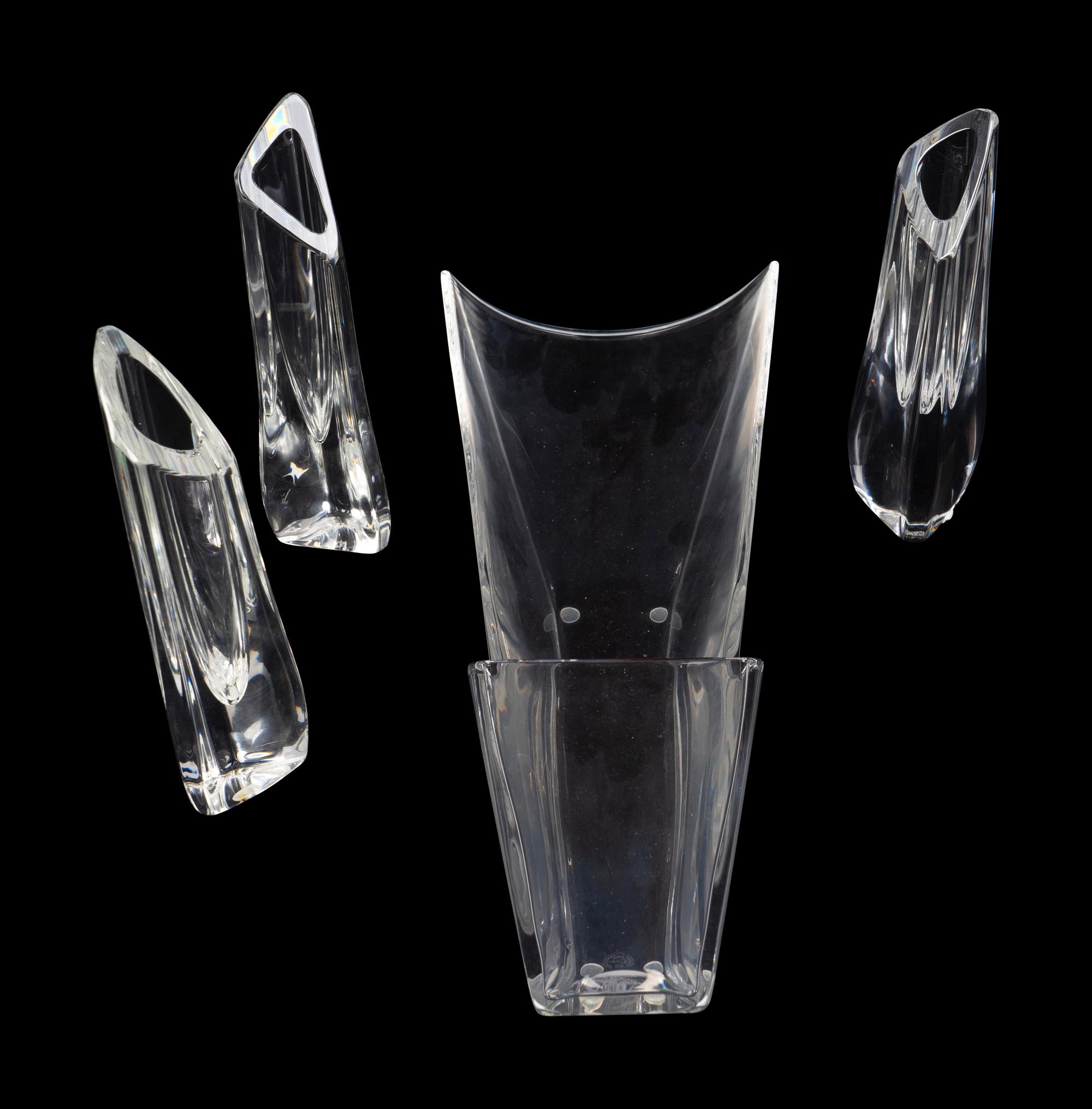 A Baccarat Glass Bowl and Three Baccarat Vases