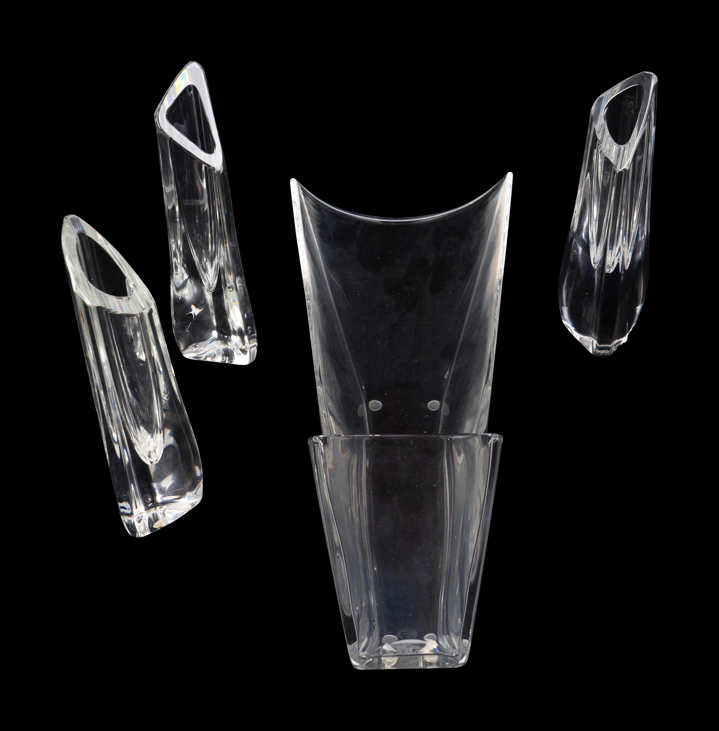 A Baccarat Glass Bowl and Three Baccarat Vases