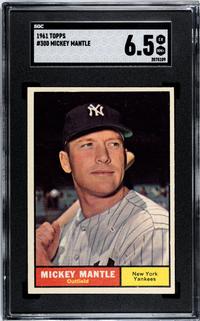 A 1961 Topps Mickey Mantle Baseball Card No. 300 (SGC 6.5 EX/NM+)