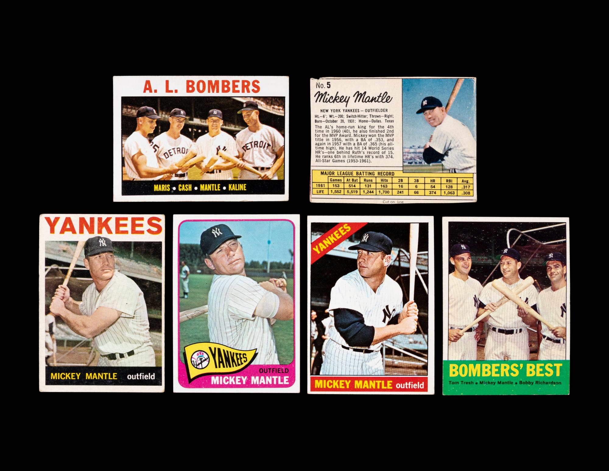 A Group of Six 1960s Mickey Mantle Baseball Cards