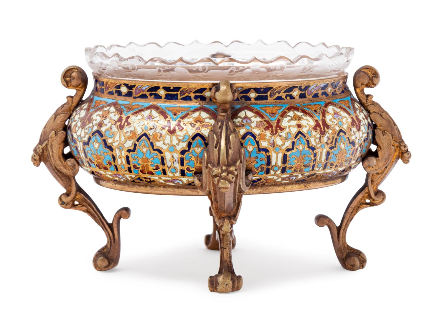 A French Gilt Bronze and Champlevé Coupe
