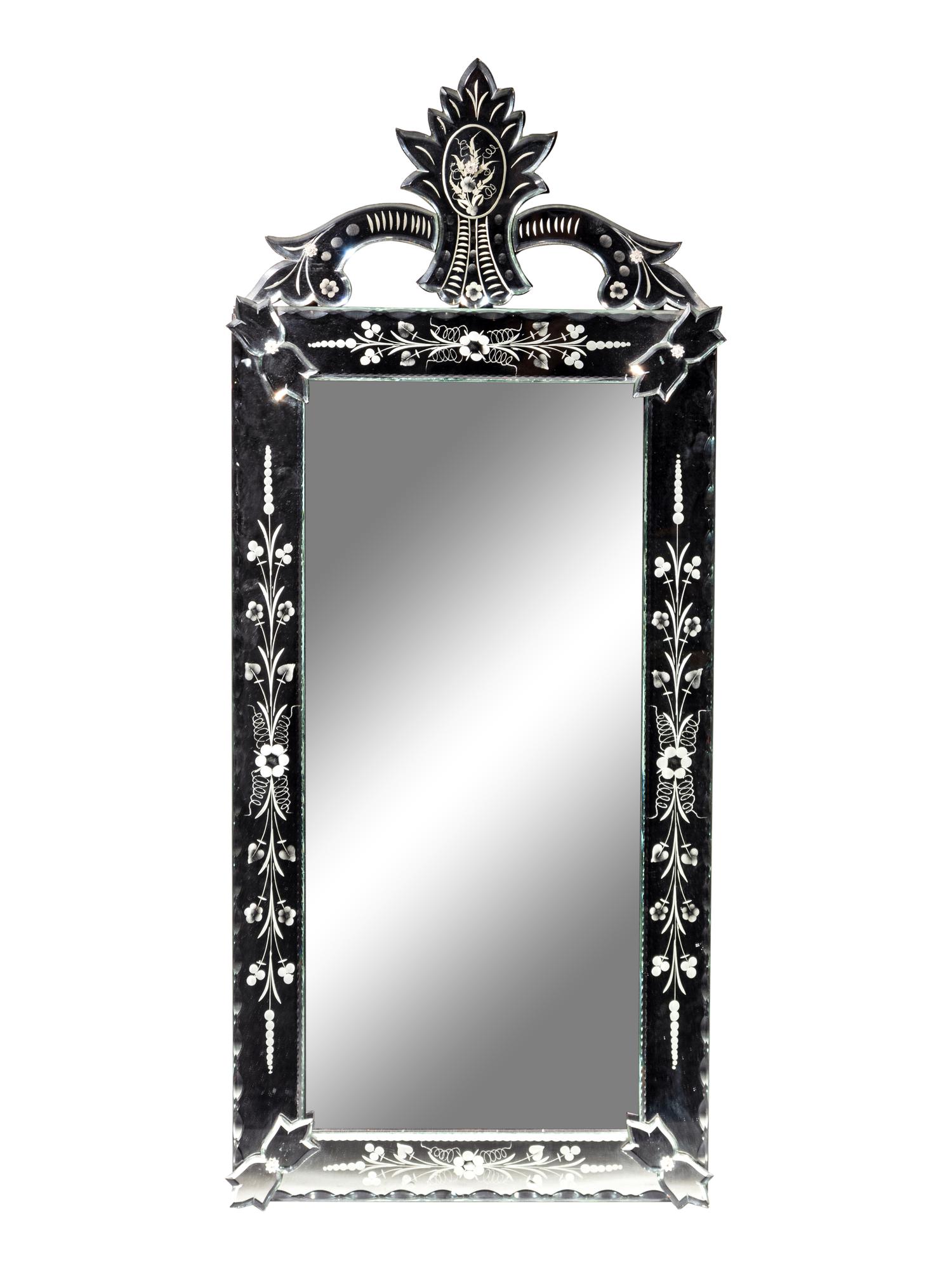 A Venetian Etched Glass Mirror