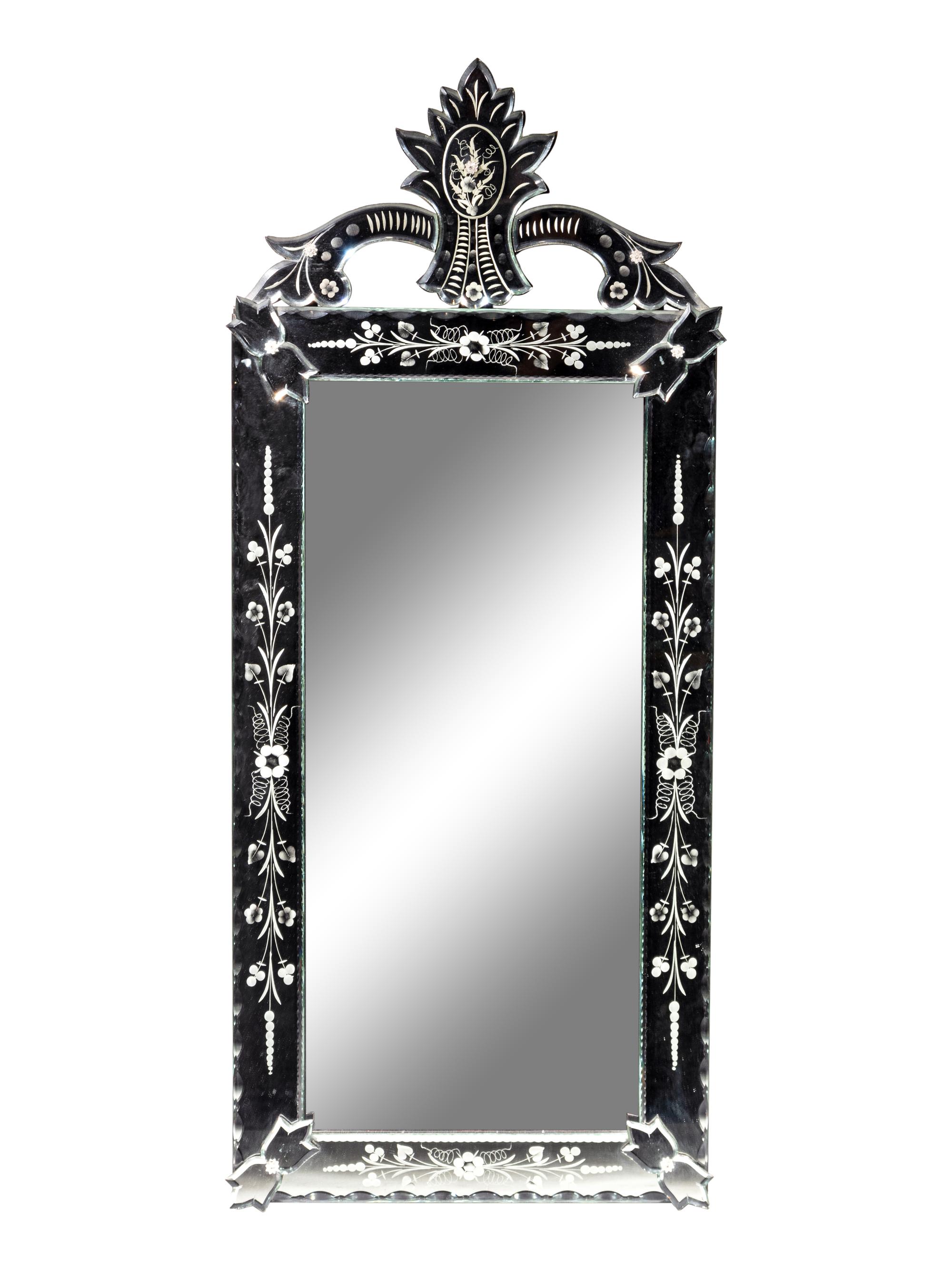 A Venetian Etched Glass Mirror