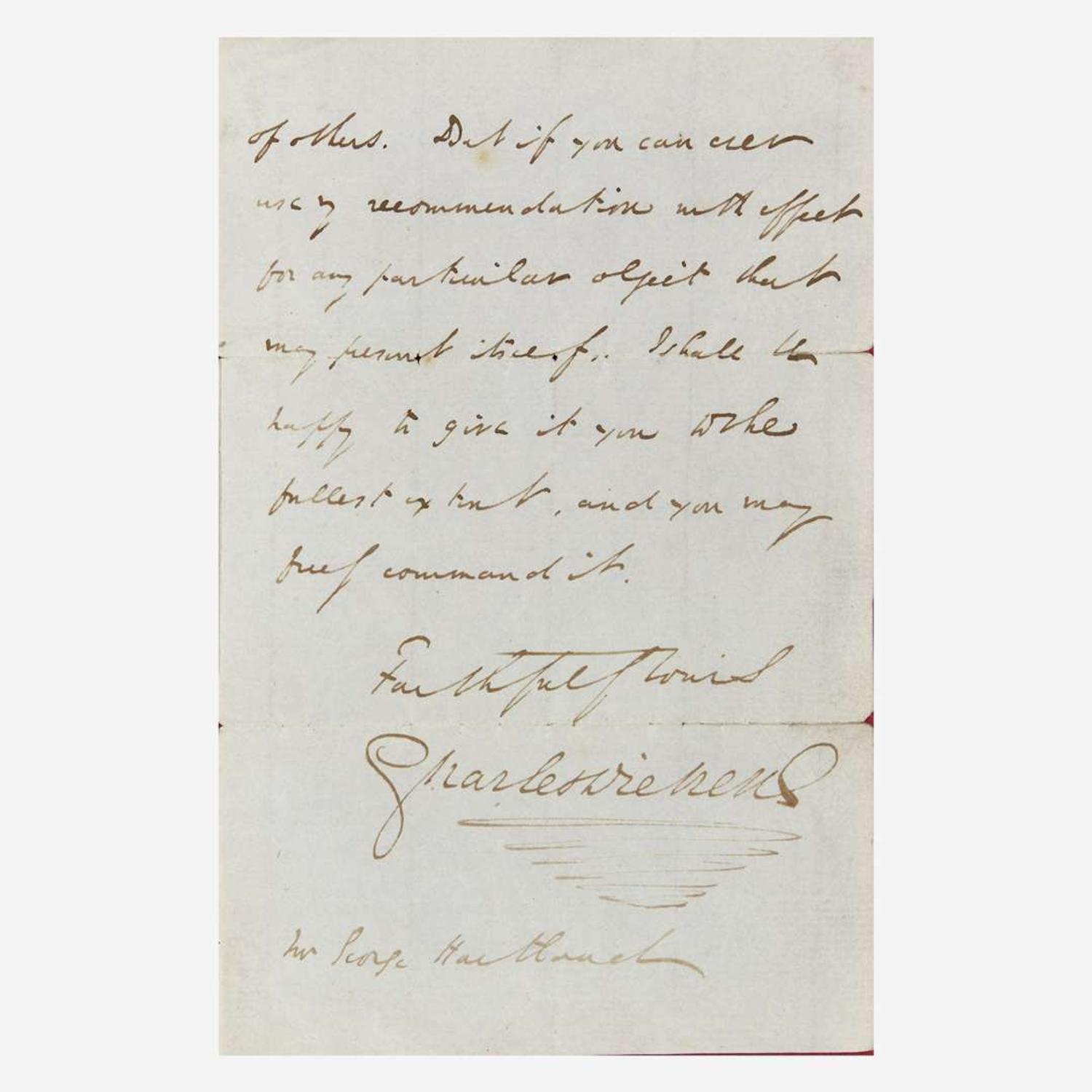 [Literature] Dickens, Charles Autograph Letter, signed