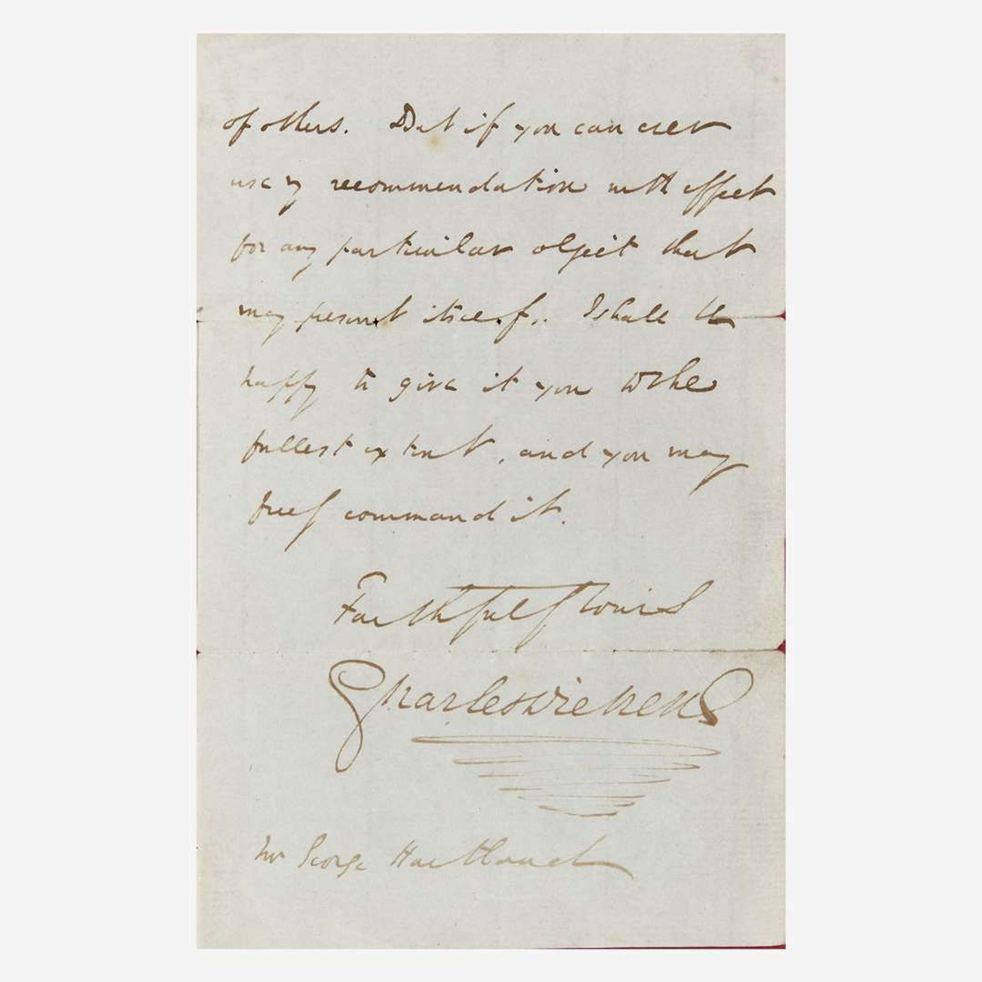 [Literature] Dickens, Charles Autograph Letter, signed