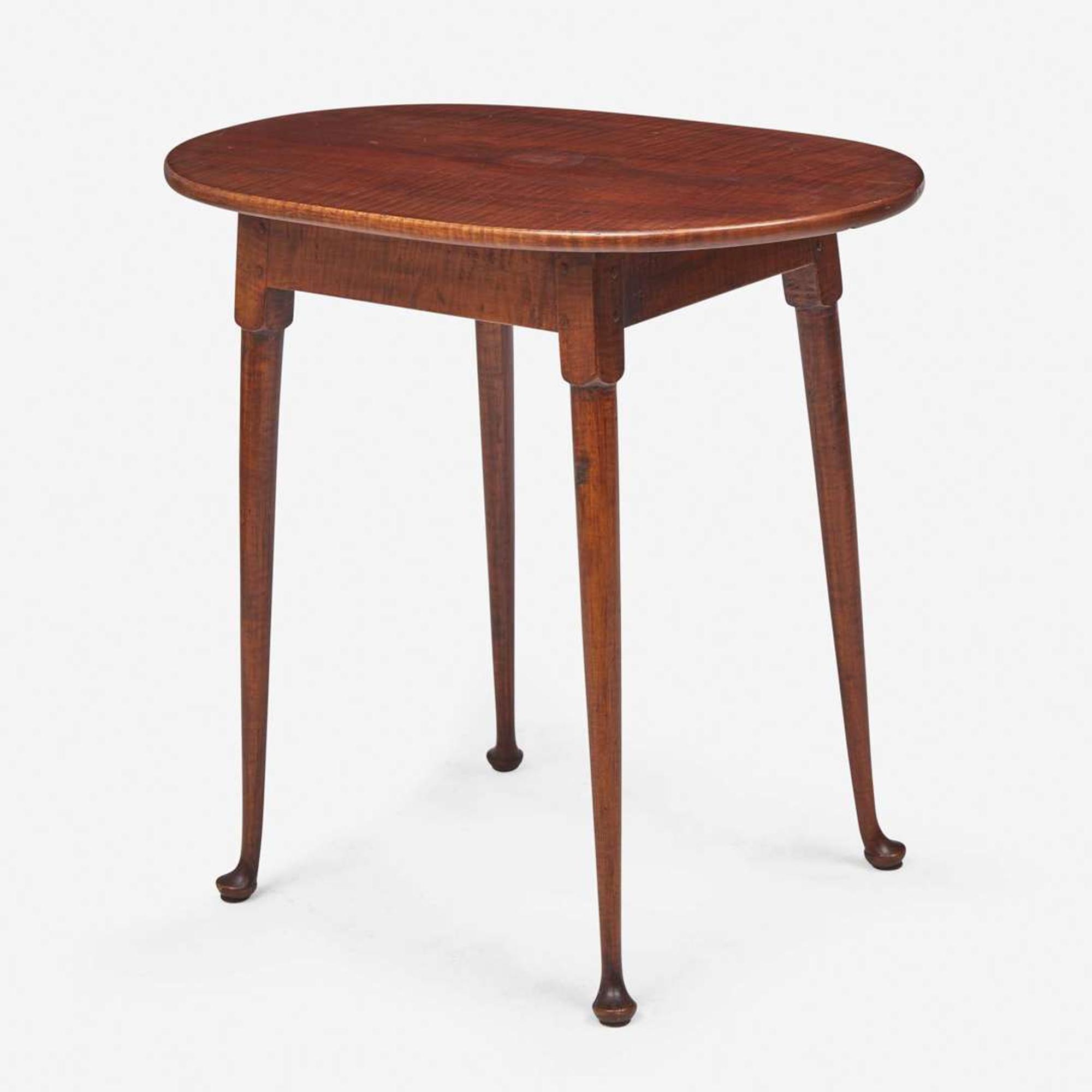 A Queen Anne carved tiger maple tavern table New England, 18th century