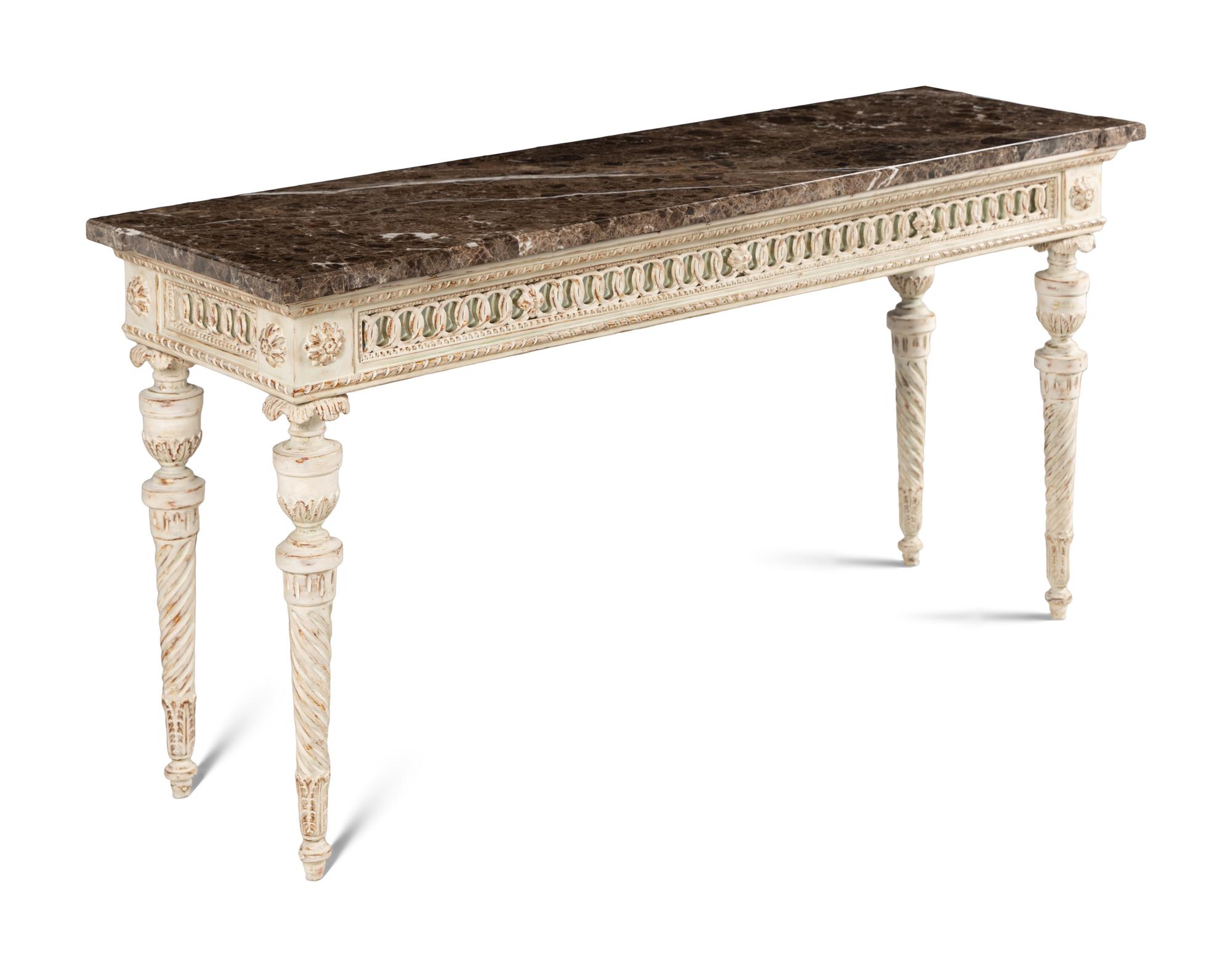 A Louis XVI Style Painted Marble-Top Table