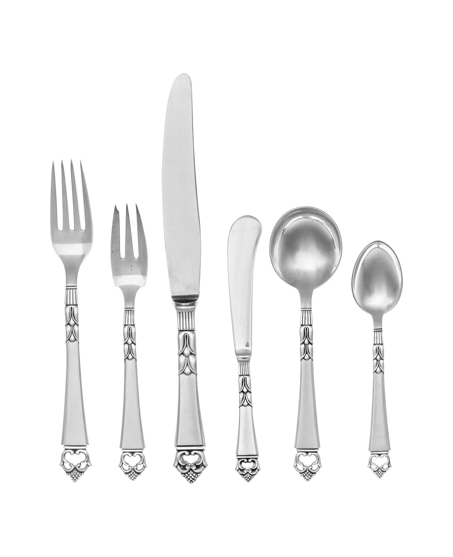 A Danish Silver Flatware Service
