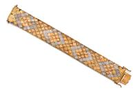 A Vintage 18 Karat Tri-Color Gold Bracelet, 49.60 dwts.