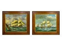 Sailboats at Sea (two works)