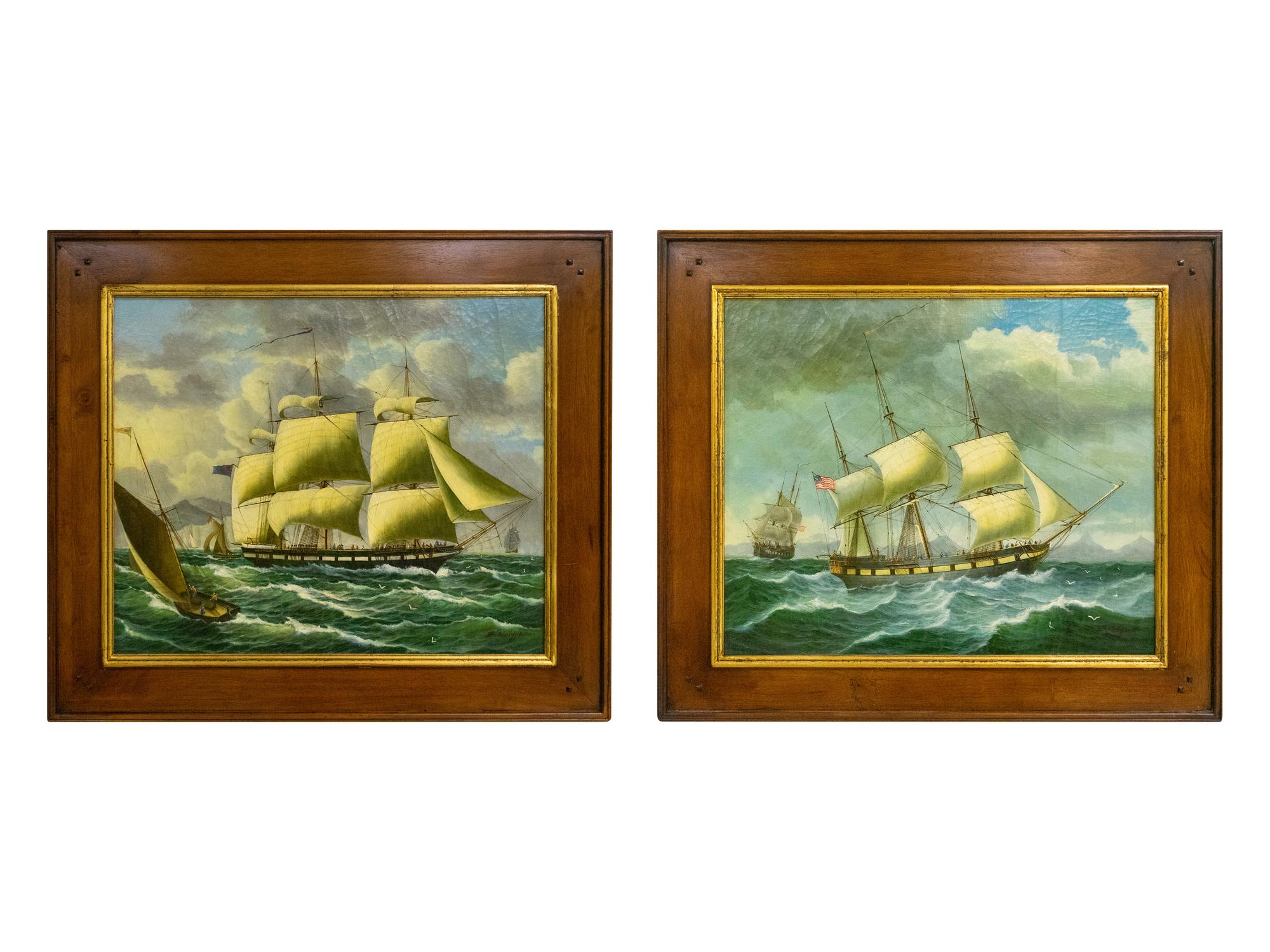 Sailboats at Sea (two works)