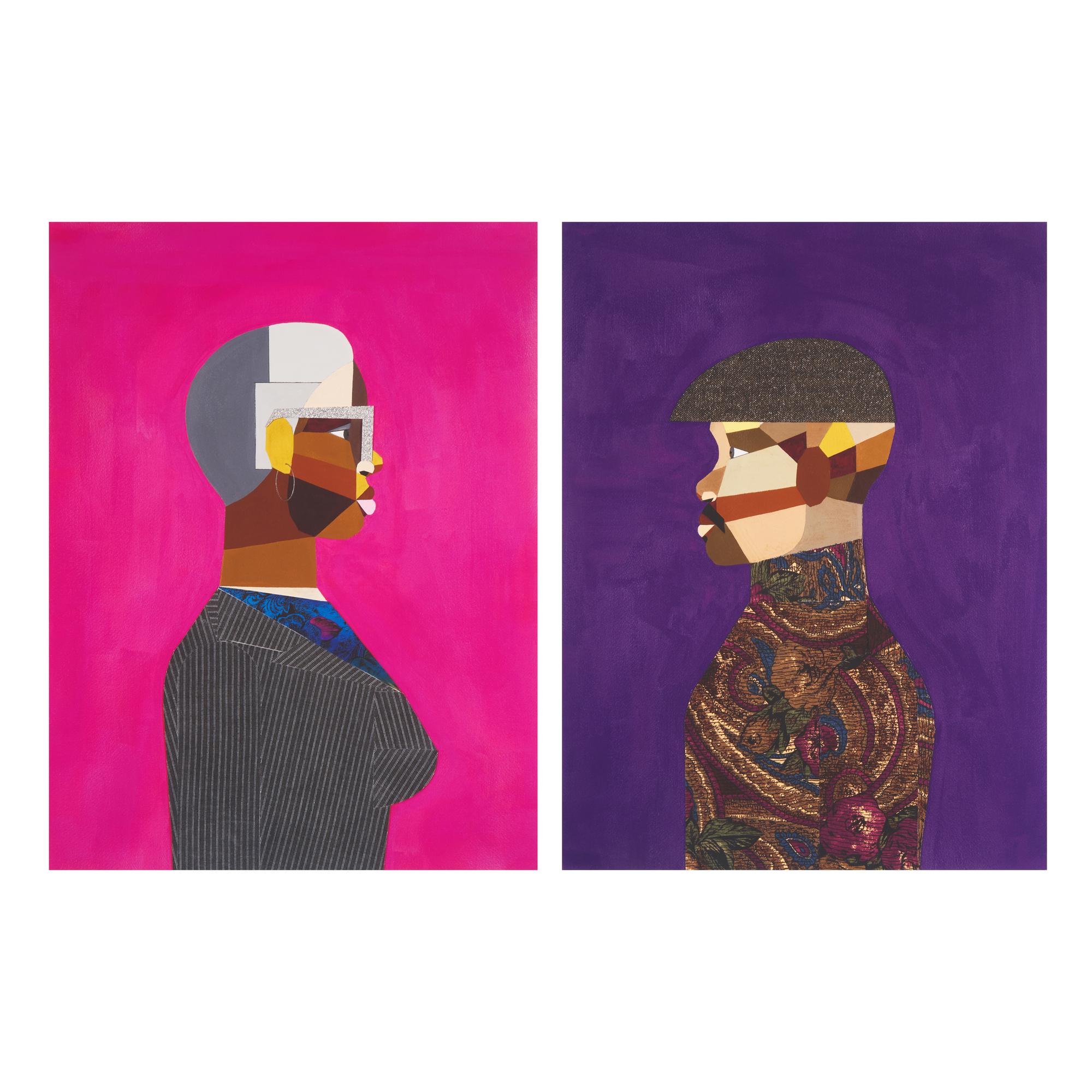 Derrick Adams (American, b. 1970) — Interior Life (Man) and Interior Life (Woman) (a pair), 2019