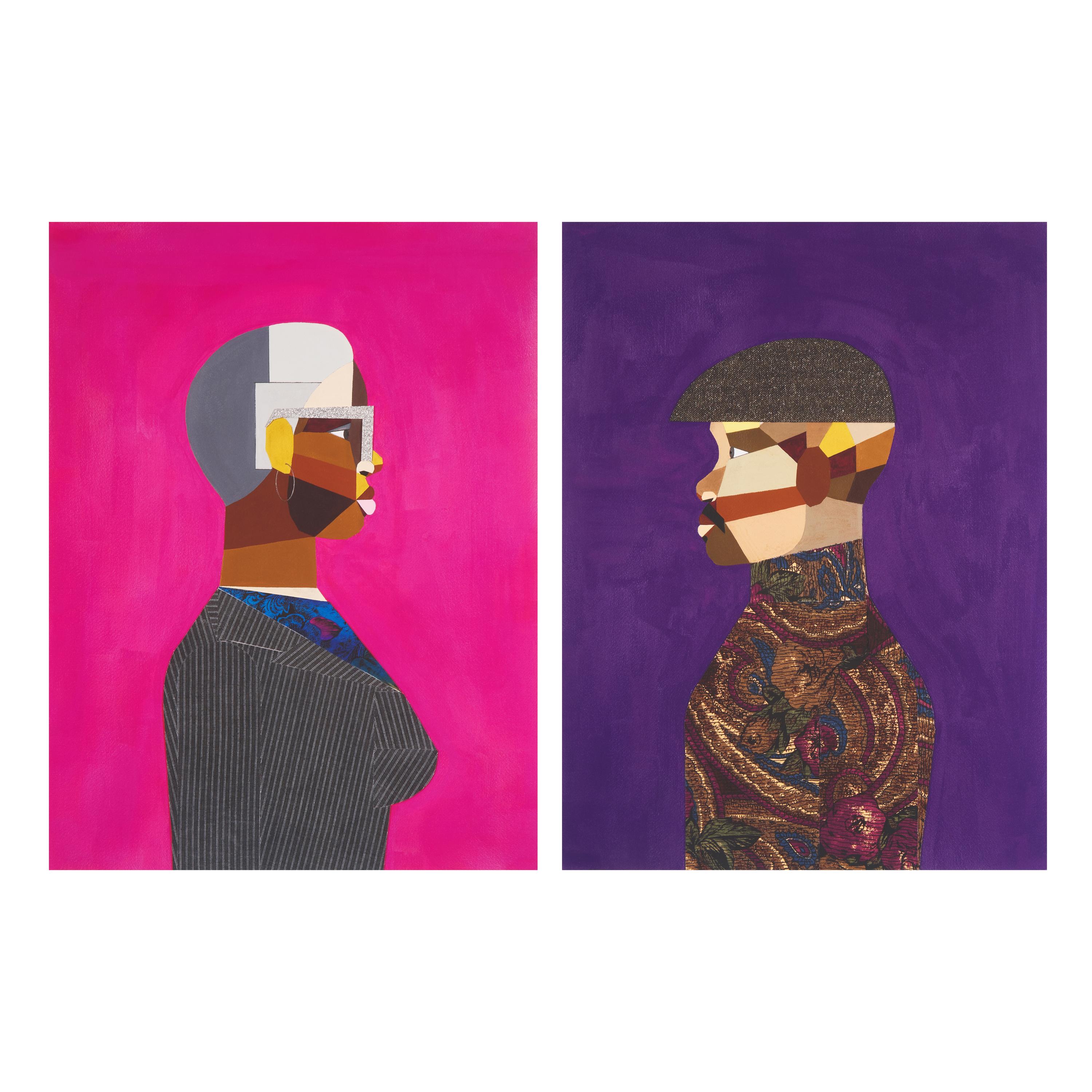 Derrick Adams (American, b. 1970) — Interior Life (Man) and Interior Life (Woman) (a pair), 2019