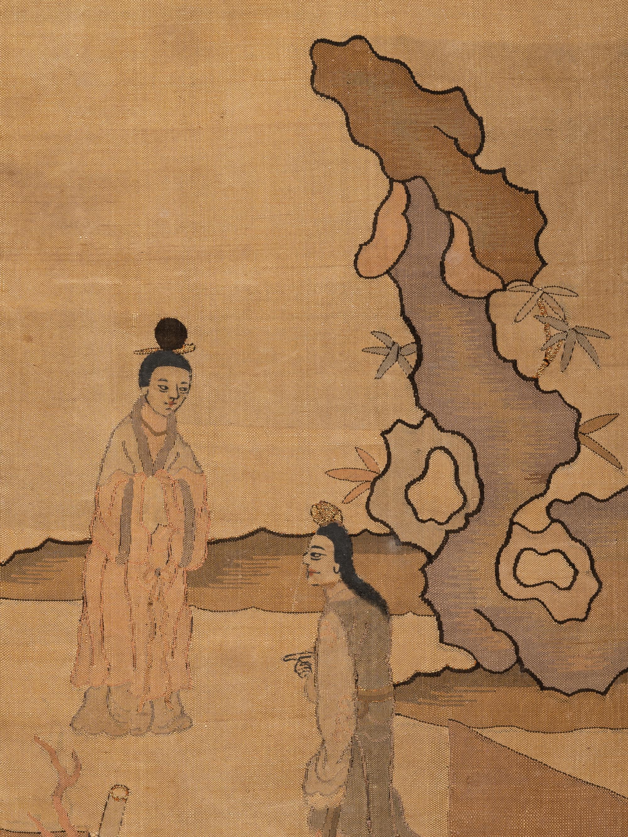 Two Kesi Woven Silk 'Figure' Panels