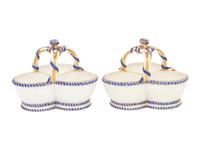 A Pair of Sèvres Porcelain Triple Salts ( Salière 'à Trois Compartiments' )