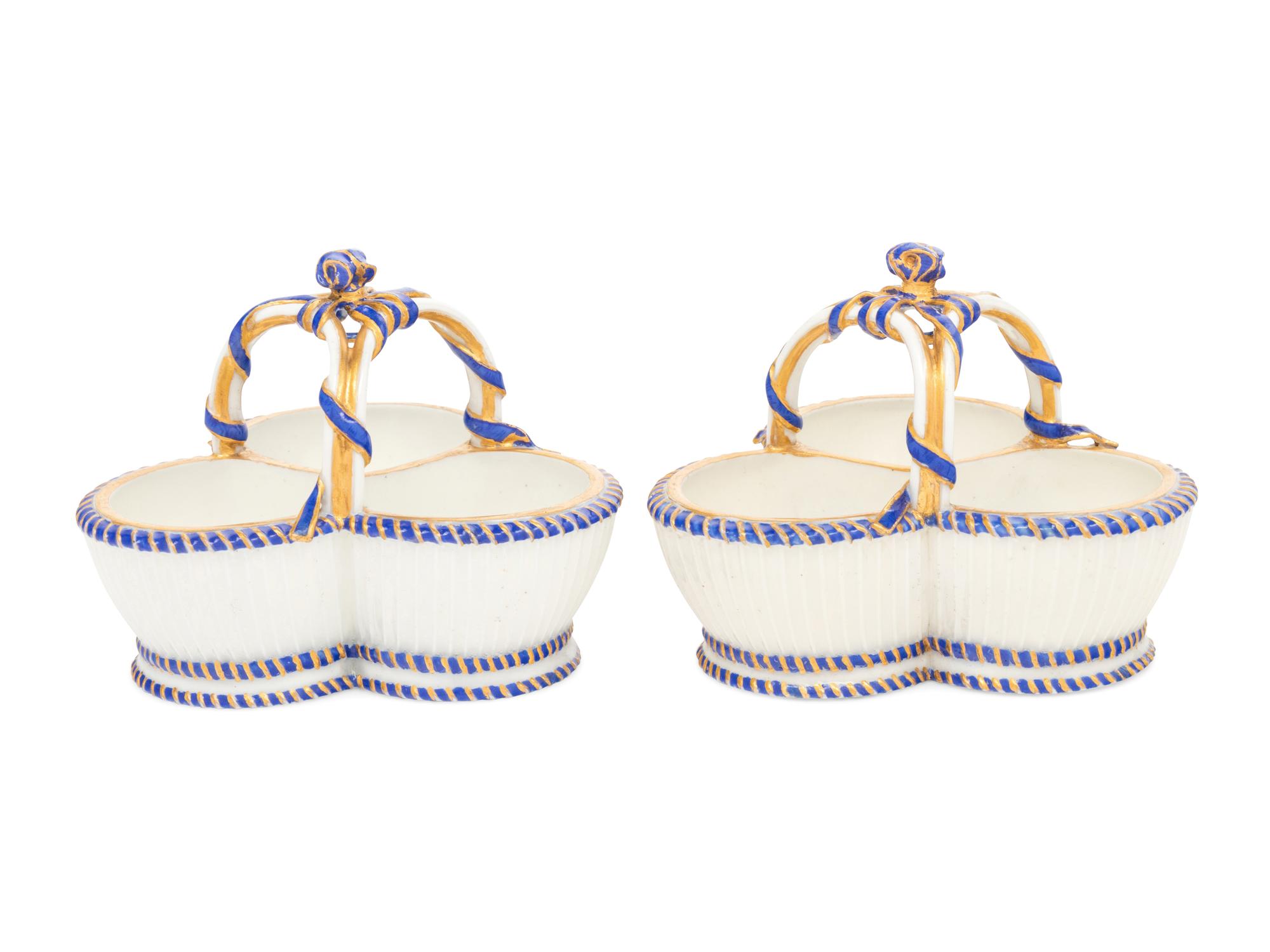 A Pair of Sèvres Porcelain Triple Salts ( Salière 'à Trois Compartiments' )