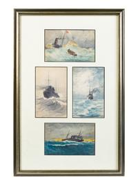 A Collection of Miniature American Nautical Watercolors — 20TH CENTURY