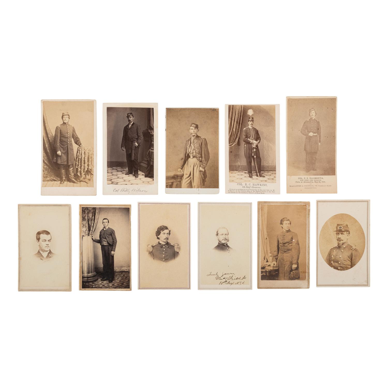 [Civil War] Group of 11 Carte de Visites New York Zouaves, incl. Rush Hawkins and Elmer Ellsworth